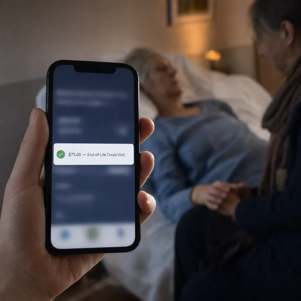 Your first paid session: payment received on the reader's phone